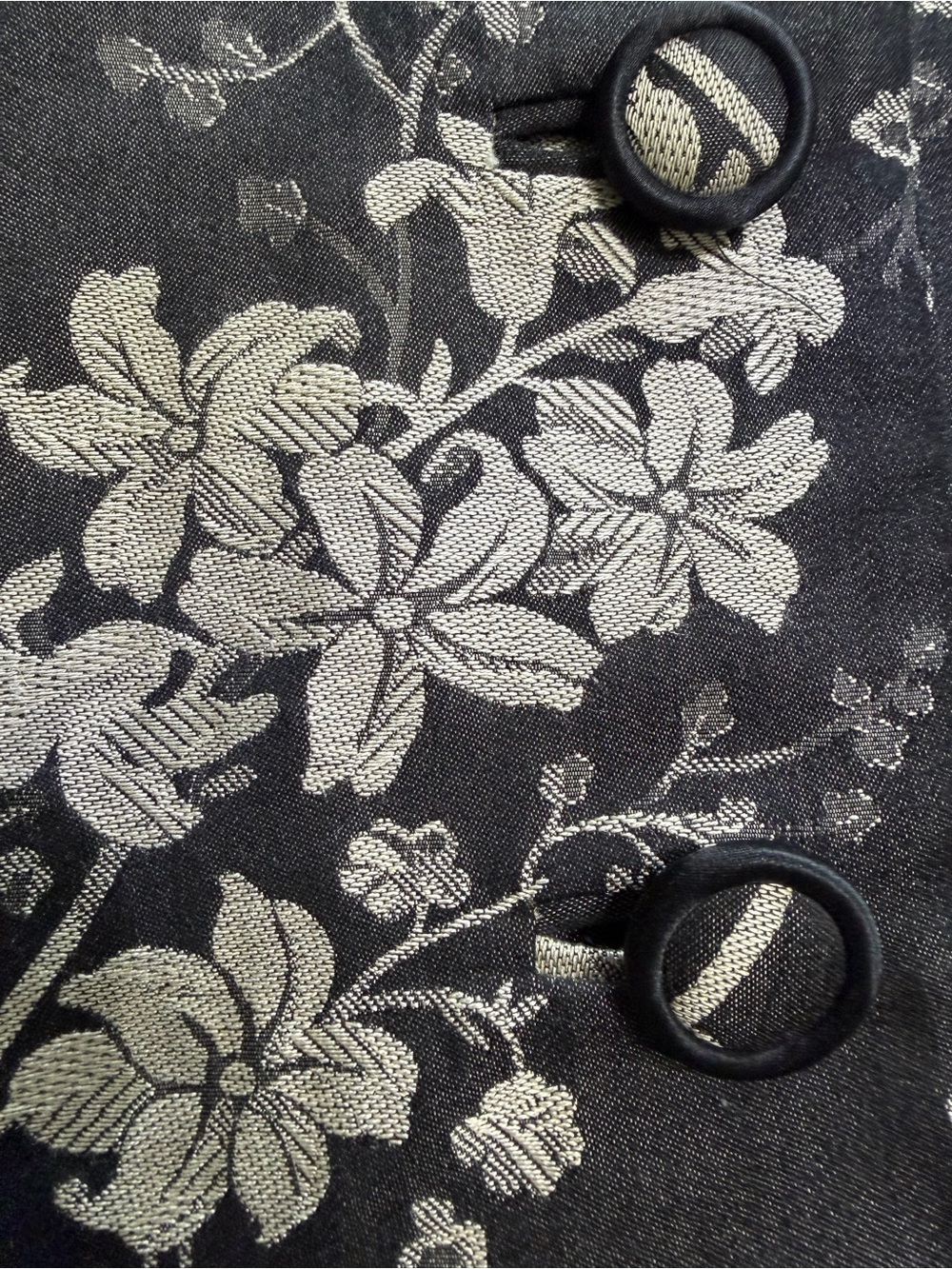 Womens XL Black Floral Silk Blend Swing Jacket - Picture 4 of 10